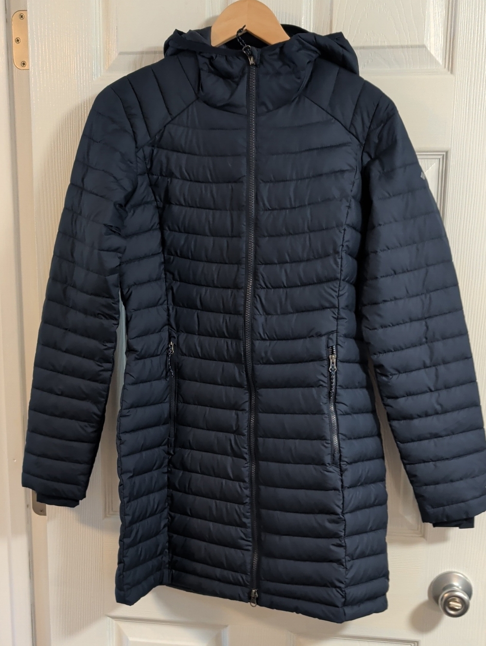 Columbia Women’s Hooded Long Puffer Coat - Navy